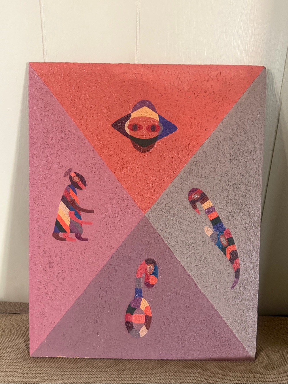 Mid century Abstract Geometric painting by Stanley Donald Tschopp signed